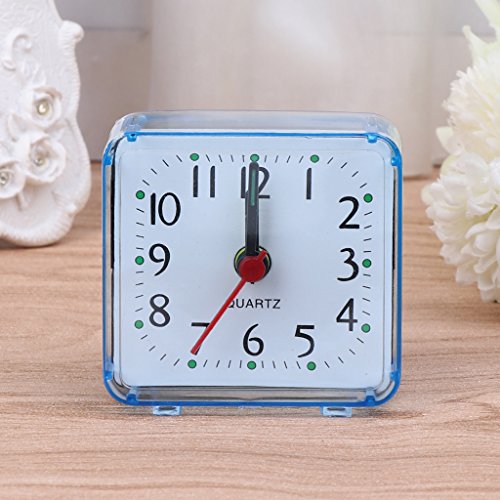 Mini Square Alarm Clock Mute Analog Non Ticking Battery Operated Clocks for Children Boys Girls Birthday Gift Attachment Natural Light Alarm Clock