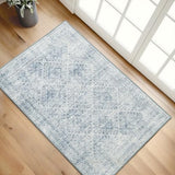 MIULEE 2x3 Washable Entry Rug Door Mat Indoor Entrance, Small Rug for Kitchen Bathroom Bedroom, Non-Slip Stain Resistant Throw Carpet Boho Entryway Decor, Blue