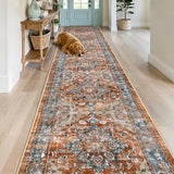 Runner Rug for Hallways Non Slip Washable Boho 2’6”x14 Hallway Low Pile Throw Rugs Vintage Carpet Runners for Entry Way, Kitchen, Laundry Room, Bathroom