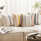 Boho Decorative Pillow Covers 20x20 Inch Black Stripe Pack of 2