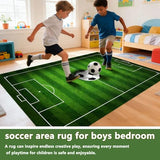 Kids Soccer Field Rug 2.6X4ft for Boys Bedroom,Green Football Field Carpet Non-Slip Playmat Fun Sports Area Rugs for Boys Children's Bedroom Playroom Living Room Nursery