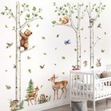 decalmile Large White Birch Tree Wall Decals Woodland Animals Bear Deer Rabbit Wall Stickers Living Room Baby Nursery Kids Room Wall Decor