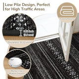 BESTSWEETIE 8x10 Area Rugs for Living Room Washable Moroccan Farmhouse Neutral Geometric Low Pile Non-Slip Soft Print Pattern Rug for Bedroom Kitchen Dining Room Entryway Black/White
