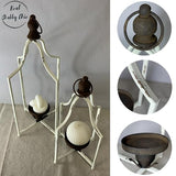 12.5" & 16.5" Timeless Cozy Decorative Lanterns Set of 2, Handcrafted Metal Iron Candle Holders, Farmhouse Elegance Fireplace Mantel Table Festive Gatherings Decor