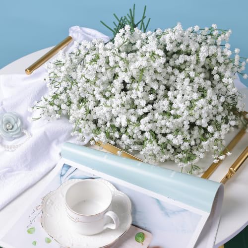 LYLYFAN Babys Breath Artificial Flowers,18 Pcs Gypsophila Faux Flowers for Wedding Party Home Garden Decoration White