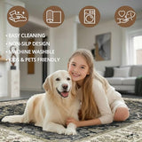 2x3 Non-Slip Washable Entryway Vintage Carpet Rug, Black