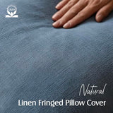 Foindtower Decorative Linen Fringe Throw Pillow Covers 26×26 Inch,Dark Blue