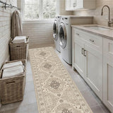 Washable 2'6x12 Hallway Runner Rugs, Vintage Non-Slip Low Pile Rugs Beige