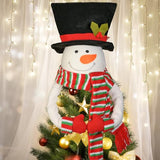 Christmas Tree Topper Snowman Top Hugger for Xmas Tree Holiday Decor Winter Wonderland Decoration New Year Ornament with Hat Shawl and Poseable Arms