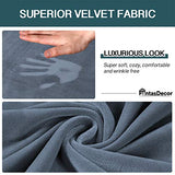 FantasDecor 2 Piece Chair Sofa Covers Velvet for Living Room Slipcovers with Individual Cushion Elastic Furniture Protector for Pets, Machine Washable (Armchair, Stone Blue)