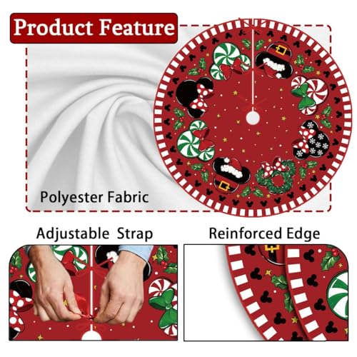 Christmas Tree Skirt 48 Inch Christmas Cartoon Mouse Tree Collar New Year Winter Xmas Tree Decor Christmas Decorations for Home Party