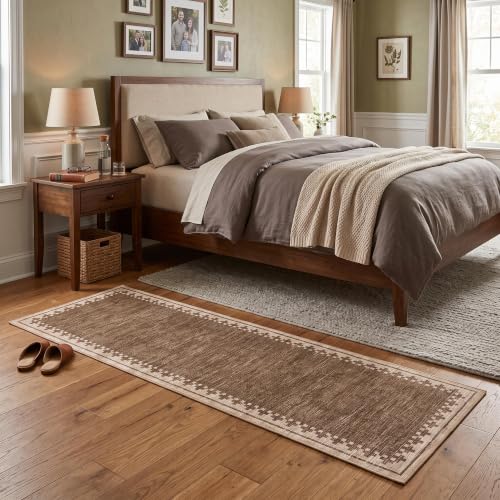 GarveeHome Non Slip 2x10 Hallway Runner Low Pile Washable Neutral Carpet