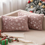MIULEE Christmas Decorations Pillow Covers 12x20 Pink Silver Snowflake