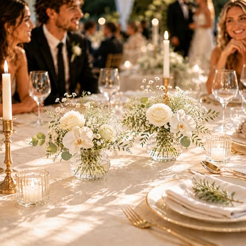 Babys Breath Artificial Flowers, 24 Pcs Fake Flowers Gypsophila Bouquet Fall Flowers Artificial for Decoration, Real Touch Silk Flower for Wedding Christmas DIY Party Home Garden Office(White)
