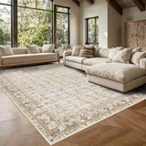 Area Rug 8x10 Washable,Vintage Non-Slip Low Pile Living Room Rugs