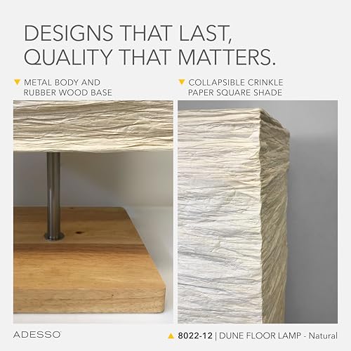 Adesso Three Light Floor Lamp – Natural Wood Base & Adjustable Brightness – Perfect Lighting for Bedroom, Living Room and Corner Decor, Beige