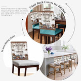 Sweet Home Country Star Dining Chair Cover Set of 4,Removable Chair Back Covers Retro Farm Gray Brown Wood Grain Washable Kitchen Chairs Slipcover for Home Dining Room Office Hotel