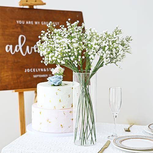 Fixwal Set of 2 Clear Tall Glass Cylinder Vases for Centerpieces, 12 x 4 Inch Tall Glass Floating Candle Holder Vase for Table, Wedding Decorations, Flower Vase for Decor