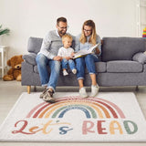3.3x4 ft Boho Rainbow Classroom Rug Let's Read Motivational Area Rug Back to School Floor Mat Reading Corner Decor Non-Slip Play Carpet for Calming Corner Library Nursery Playroom Bedroom Living Room