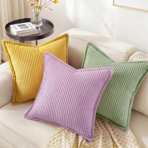 decorUhome Fall Corduroy Lilac Throw Pillow Covers 24x24 Set of 2