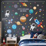 DECOWALL DS9-8058 Outer Space wall Decals Stickers Kids Bedroom Room décor Nursery Boys Galaxy Stars Astronaut Planets Solar System Dark Removable Decoration Living Spaceship Window Art Mural Peel