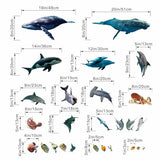 Under The Sea Fish Wall Stickers - Whale Shark Squid Ocean Animals Wall Decals - Baby Nursery Kids Boy Girls Room Bedroom Bathroom Daycare Playroom Classroom Wall Decor