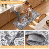 HEBE Boho Kitchen Rugs Set of 3, Non Slip Washable Kitchen Mats for Floor