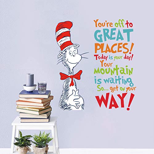 Decalplanet Dr Seuss Inspirational Quotes Wall Stickers Kids Wall Decal Saying Classroom Reading Room Baby Nursery Wall Decor