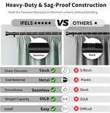 IFELS Heavy Duty Curtain Rods for Windows 66 to 120 Inch,1 Inch Adjustable Black Curtain Rod with Easy Installation and Modern Design,Decorative Long Drapery Rods with Metal Finials (A1,Black,30-120")