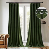 StangH Green Velvet Curtains 84 Inch Length, Luxury Vintage Emerald Drapes for Bedroom, Dark Green Room Darkening Window Treatment for Living Room with Back Tab & Hook Belt, W52 x L84, 2 Panels