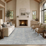 8x10 Area Rugs for Living Room Large Washable Rug, Blue/Beige