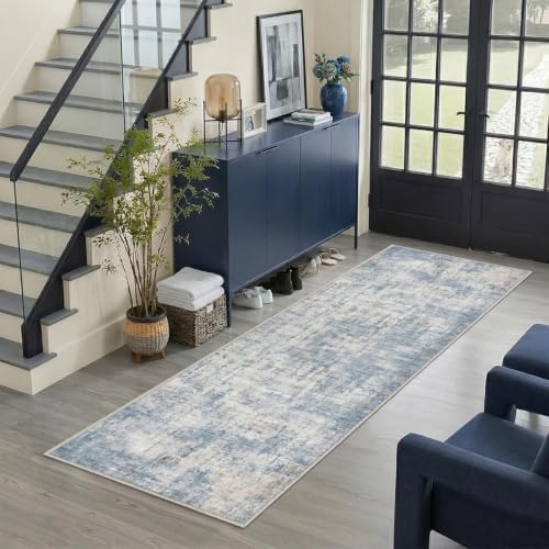 Washable Runner Rug 2'6"x8' Kitchen Hallway Runners Blue
