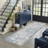 Washable Runner Rug 2'6"x8' Kitchen Hallway Runners Blue