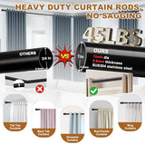 Corner Curtain Rod for Windows - L Shaped 30 to 136 Inches Adjustable,1 Inch Heavy Duty Corners Window Curtain Rods, 180° Connector Angled Drapery Pole -Black