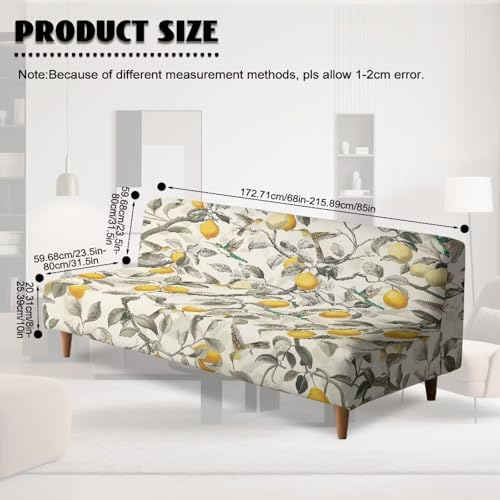 Lemon Bird Futon Covers Slipcover Full Size Stretchable Futon Sofa Cover Soft Washable Couch Slipcover with Elastic Bottom for Indoor