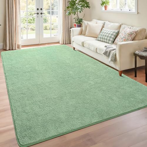 Green 4x6 Minimalist Washable Area Rugs for Bedroom Living Room