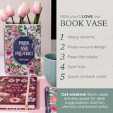 Steel Mill & Co Original Book-Shaped Decorative Vase, Ceramic Vases for Home Decor, Cute Bookshelf Decor, Unique Vase for Book Lovers (Large - Pride and Prejudice)