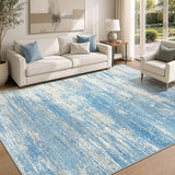 Washable Rug 5x7 Area Rugs for Living Room: Neutral Soft Rug Abstract Non Slip Low Pile Modern Carpet for Bedroom Kitchen Nursery Office Dining Room Indoor (Lightblue, 5'x7')