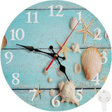 Britimes Round Wall Clock, Silent Non-Ticking Battery Operated Clock 10 Inch, Decor for Bathroom, Bedroom, Kitchen, Office or School Summer Beach Seashell