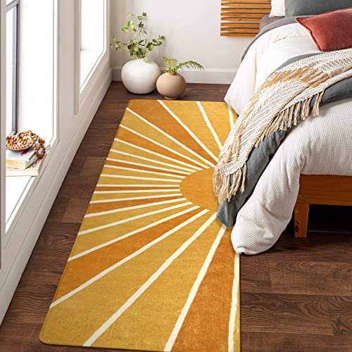 Lahome Boho Hallway Runner Rug 2x6, Non-Slip Washable Rainbow Sun Rug