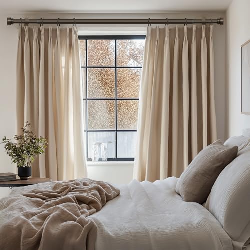 Lootkell Modern Antique Brown Bronze Curtain Rods for Windows 66 to 120 Inches Adjustable Heavy Duty 1" Diameter Window Rod with Decorative Finials for Outdoor Farmhouse Bedroom Kitchen Living Room