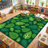 Frienda 13 x7.5 ft Large Classroom Rug for Back to School Decor Green Leaves Rug Non Slip Carpet Soft Nylon Learning Rugs for Reading Corner Circle Time School Classroom Decor