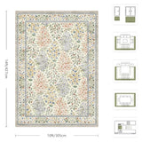 10x14 Large Area Rugs, Machine Washable Low Pile Floral Rugs for Living Room, Bedroom, Boho Style with Non-Slip Backing Nursery Rug(Beige Floral)