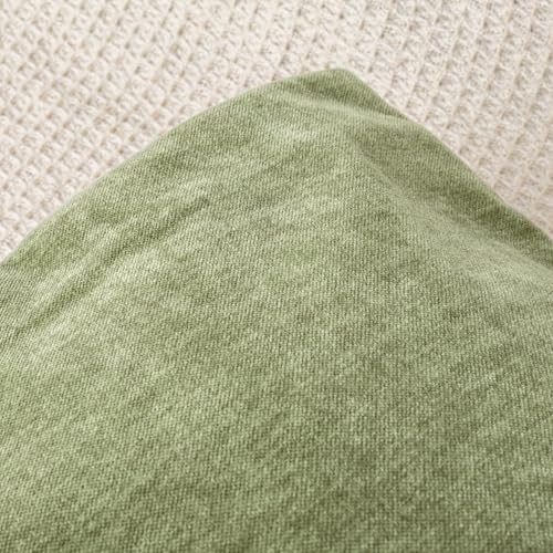 Chenille Lumbar Pillow Covers 14x24 inch Olive Sage Green