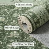 Lahome Green Washable Runner Rug, Low Plie Soft 2x6 Runner Rug Non Slip Kitchen Runner, Vintage Floral Carpet Runners for Bedroom Entryway Bathroom (2'x6', Green)
