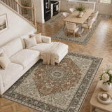 Washable 4'x6' Vintage Area Rug for Bedroom Living Room