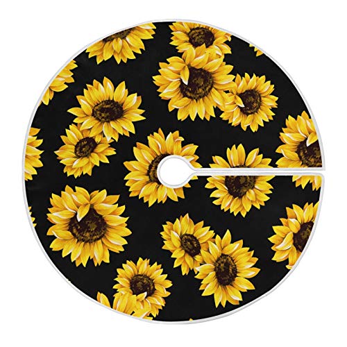 Moudou Sunflower Tree Skirt Xmas Tree Skirts Mat for Holiday Party Indoor Outdoor Home Office Decoration, 36 Inch