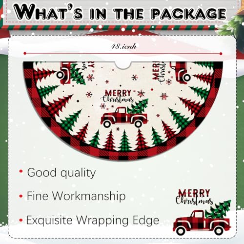 Christmas Tree Skirt Red Buffalo Plaid Xmas Tree Skirts Mat 48 Inches for Indoor Outdoor Christmas Tree Holiday Party Merry Christmas Signs Tree Skirts for Holiday Decorations