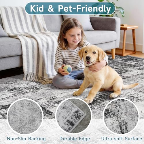 2x8ft Carpet Runner for Hallway: Washable Non Slip Kitchen Rug Black