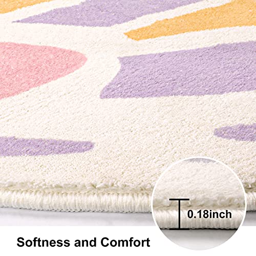 Lukinbox Butterfly Kids Rug for Girls Bedroom, Ultra Soft Play Mat for Room, Colorful Non Slip Nursery Area Rug, 3' x 4'
